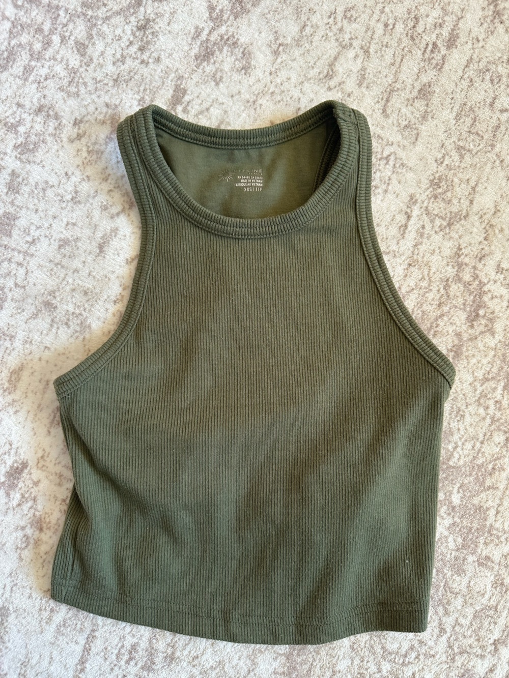 aerie Ribbed tank with bra shelf — Olive Green